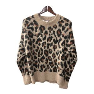 Time and Tru women’s fuzzy leopard print sweater size M